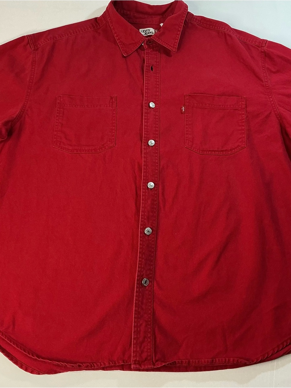 Levi's Men's Cherry Red Cotton Button-Down Shirt